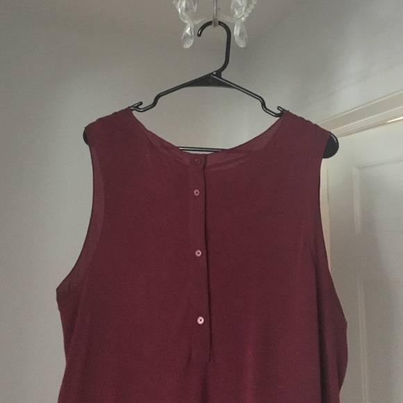 LOFT Cranberry Button-Back Mixed Media Tunic