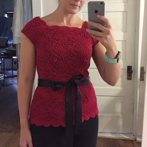 NWOT lace red top