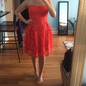💝 host pick 💝Gorgeous Coral Lace Strapless Dress