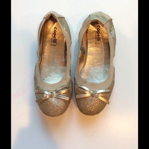 Girls gold glitter flats size 13