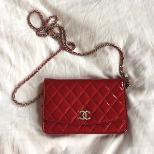 Red Chanel wallet on chain