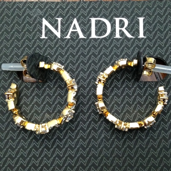 NADRI CZ/crystal gold tone hoops