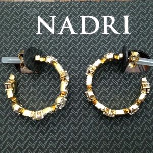 NADRI CZ/crystal gold tone hoops