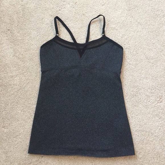 Beyond Yoga Grey and Black Tank with Mesh Detail