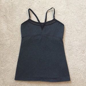 Beyond Yoga Grey and Black Tank with Mesh Detail