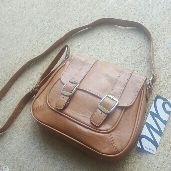 Emilie M. Women's Tan Faux leather Crossbody Bag