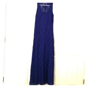 Royal blue lace maxi dress