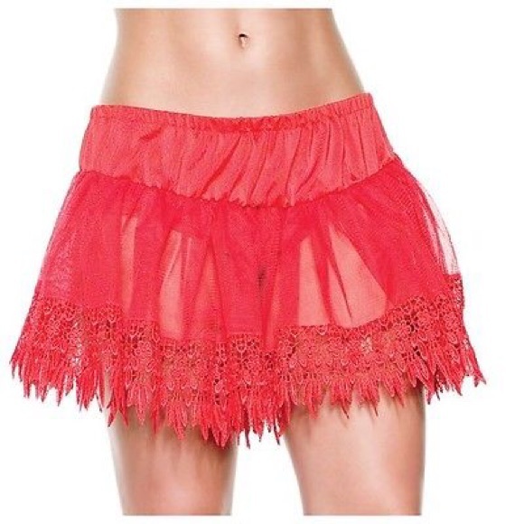 New Crinoline Skirt With Lace Trim Petticoat Leg Avenue Red