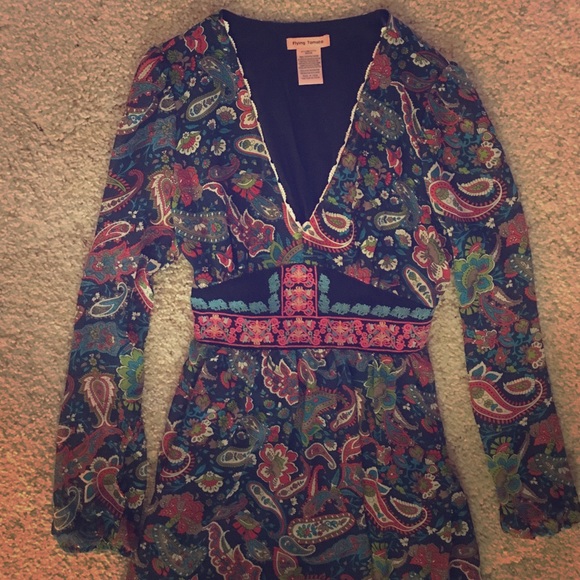 Retro V-neck Dress with Sleeves