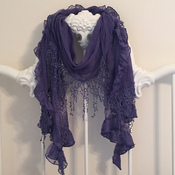 🆕🆕 SLATE BLUE SCARF W TEARDROP SCROLLING