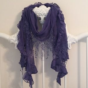 🆕🆕 SLATE BLUE SCARF W TEARDROP SCROLLING