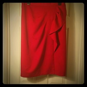 Red Midi Pencil Skirt
