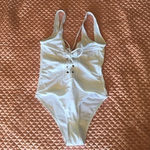 Classy lace up white bathing suit