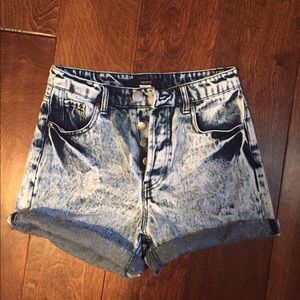 Forever 21 washed out high waisted jean shorts