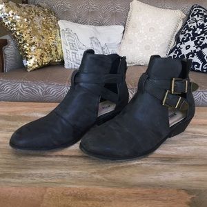 Just Fab distressed leatherette booties