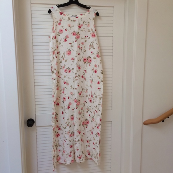 Cutloose Dresses & Skirts - Linen dress white with pink-red cherries, flowers