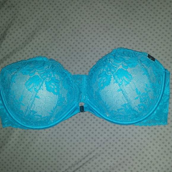 Victoria's Secret Lacie strapless bra blue 36D