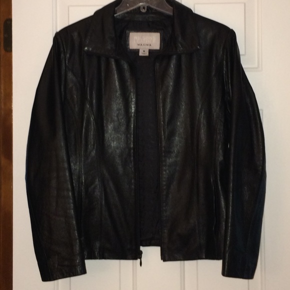 Leather jacket, black. Wilson’s.