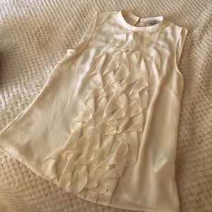 Tan blouse with ruffles