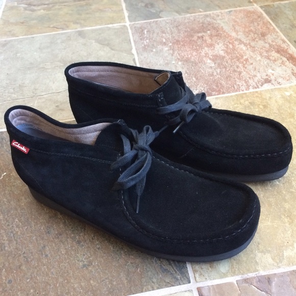 Clarks black suede shoes