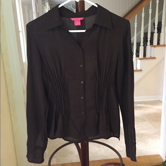 SILK DARK BROWN SHEER BLOUSE