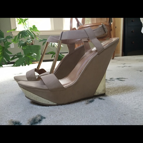 Pleather high heel wedges