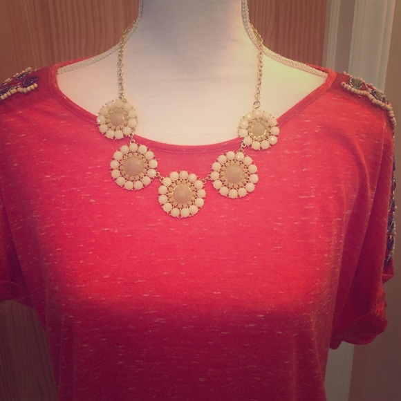 Statement Necklace Cream/Beige NWOT