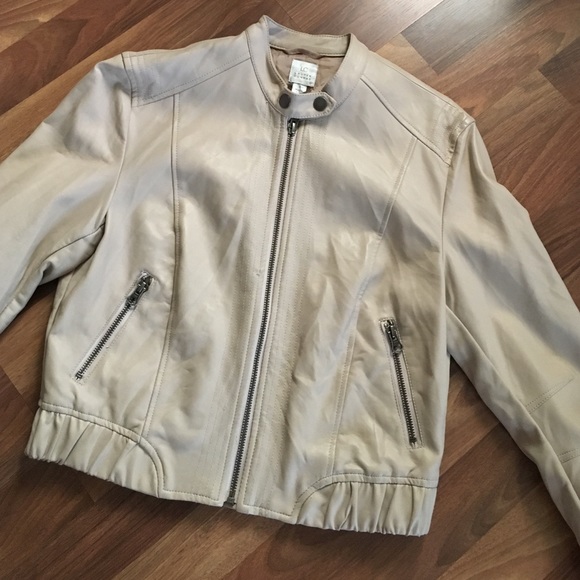 LC Lauren Conrad taupe leather jacket