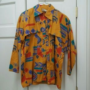 Vintage patterned top with wide matching belt