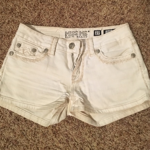 White miss me shorts