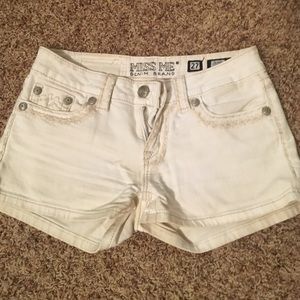 White miss me shorts