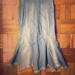 Free People denim patchwork mermaid skirt