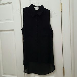 Sleeveless chiffon top with metal back detailing