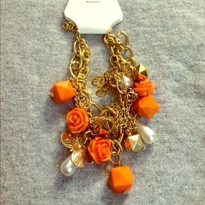 💟 Classic Gold and Orange Charm Bracelet 🎀