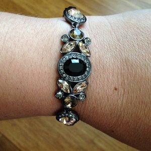 GIVENCHY Gunmetal tone black & gold Crystal