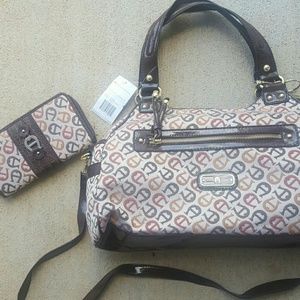 Etienne Aigner Large Monogram Satchel/ Crossbody