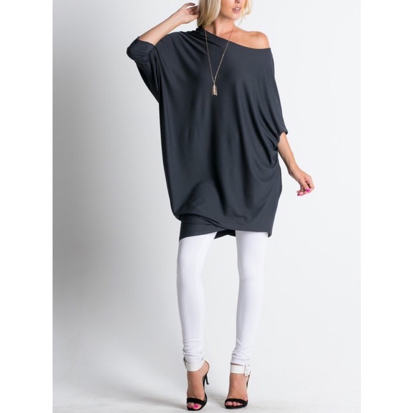 🆕ADILYN loose fit dolman style dress - BLACK - Picture 2 of 3