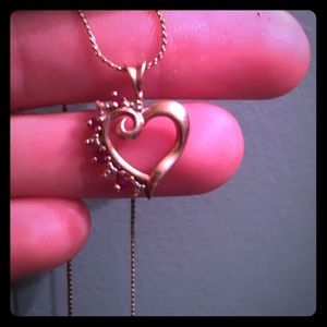 10k gold, diamond and ruby heart necklace