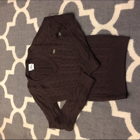 Brown V-Neck Lacoste Sweater