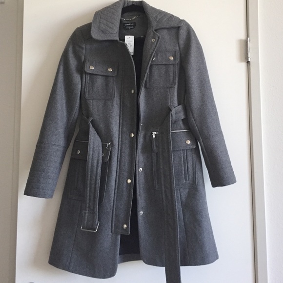 Gray wool jacket with belt