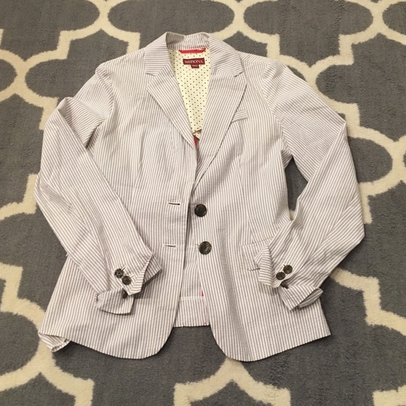 Gray and White Seersucker Blazer