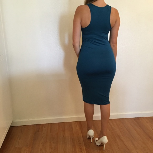•LAST ONE• Teal Sleeveless Midi Dress - Picture 4 of 4