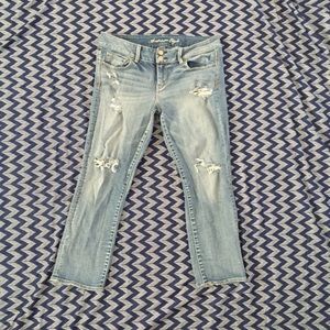 American eagle artist crop distressed jeans
