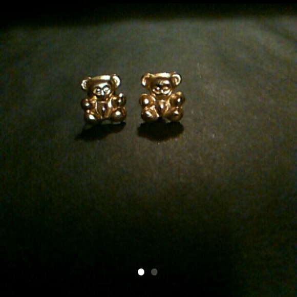 14k gold teddy bear earrings