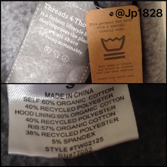5🌟Rated!🌎♻️NWT Threads 4 Thought Zip Hoodie♻️🌍 - Picture 4 of 4