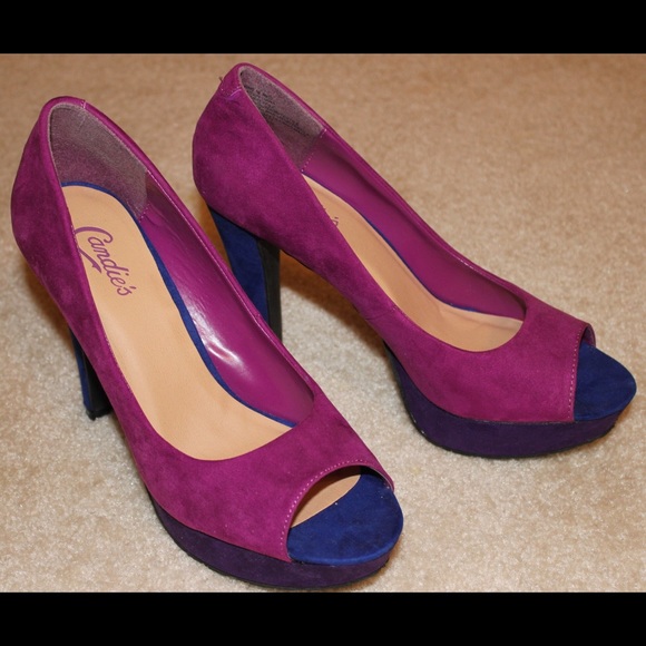 Fuchsia and navy high heels