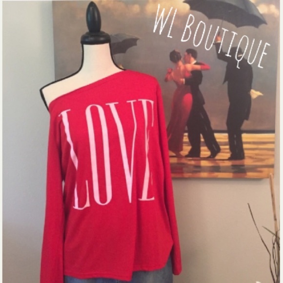 Tops - 🎉SALE🎉HP Comfy One Shoulder Red Long Sleeve Top❤