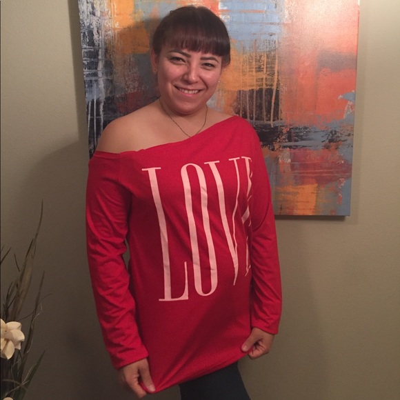 🎉SALE🎉HP Comfy One Shoulder Red Long Sleeve Top❤ - Picture 5 of 6