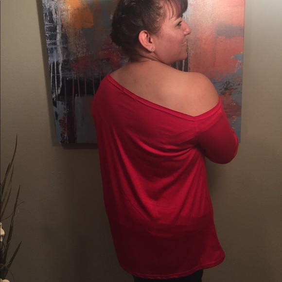 🎉SALE🎉HP Comfy One Shoulder Red Long Sleeve Top❤ - Picture 6 of 6