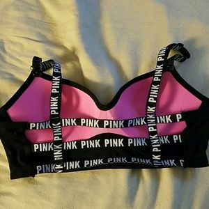 Pink Logo Strappy Back Bralette